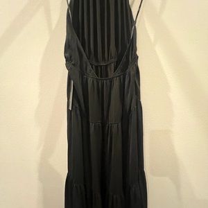 Lulus black satin convertible halter dress